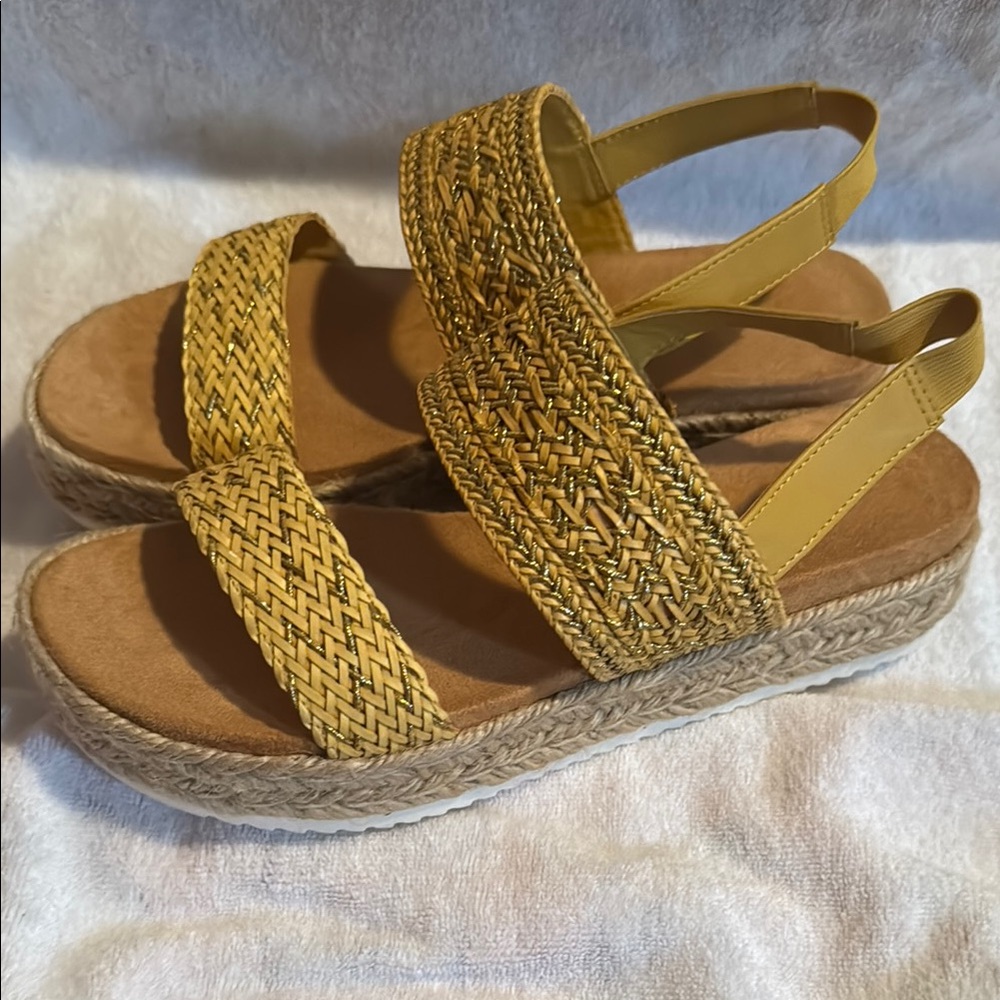 Yellow Woven Women's Sandals